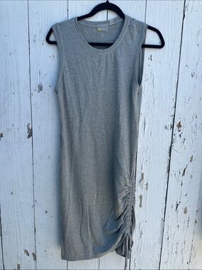 Zella Gray Sleeveless Midi Dress with Side Ruching